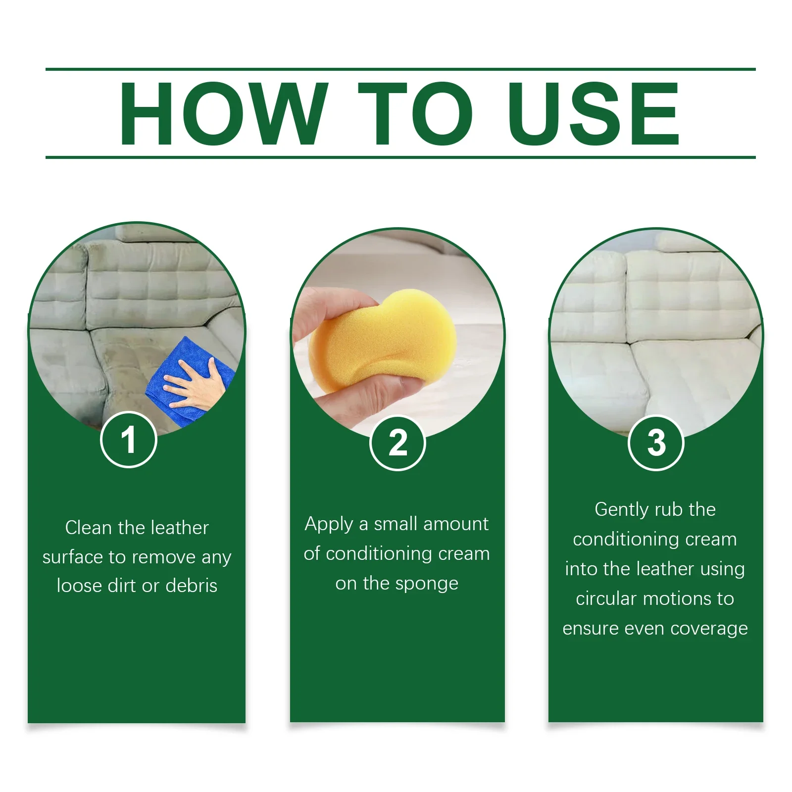 Description Picture 5 of itemProfessional Leather Cleaner Cream For Genuine Sofa,Bags,Purse Stain Removal,Car Seats Care,Leather Polish & Renewal Kit