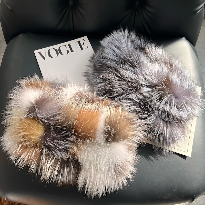 Luxury Women Winter Real Fur Scarf Warm Fox Fur Headband Ring Natural Fox Fur Scarves Fashion Lady Natural Fur Mufflers 3