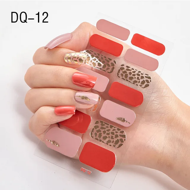 Korean Fashion Colorful 3D Glitter Sequins Nail Art Stickers Manicure DIY Nail Strips Wraps Solid Color DQ-12