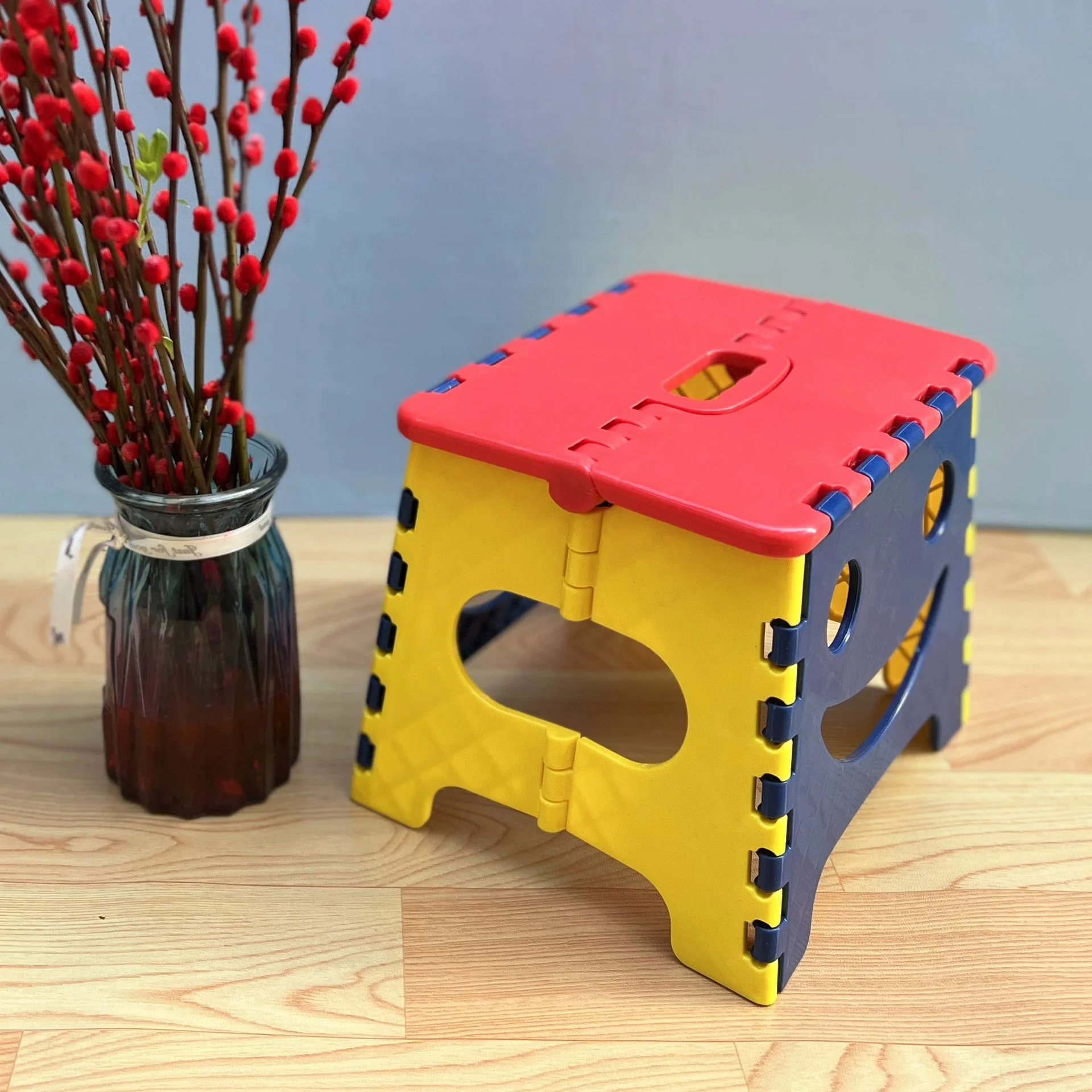 Children's Small Outdoor Food Stool, Portable Plastic Bench, Cartoon, Folding