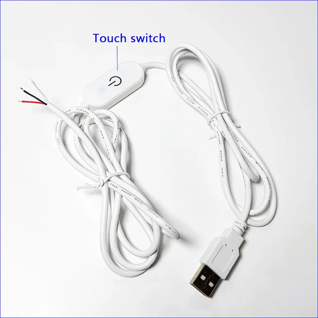 DC 5V LED Dimmer 1.5m USB Cable with Touch Sensor Switch Dimmable 2pin 3Pin Extension Wire for Single 2 3 Colors CCT LED Light