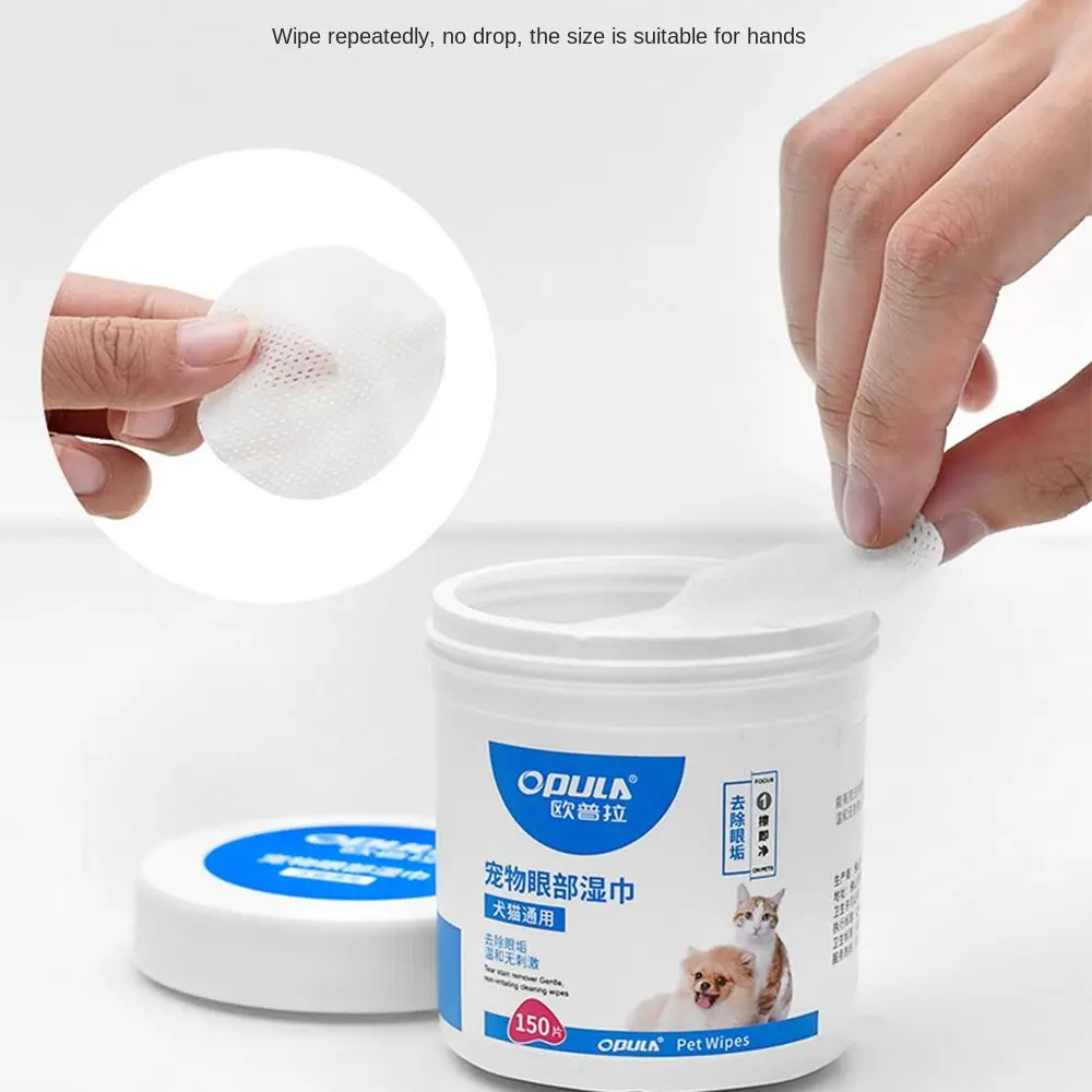 150Pcs Pet Eye Wipes Cats And Dogs Tearmark Wet Wipes Dog Cat Eyes Ears Cleaning Paper Towels Cats And Dogs Universal No Irr