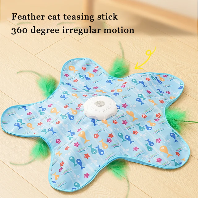 Cat Toys Interactive Hide and Seek Cat Toy with Bird Chirpping Motion Activated Moving Concealed Feathers Cats Kitten Teaser Toy 3