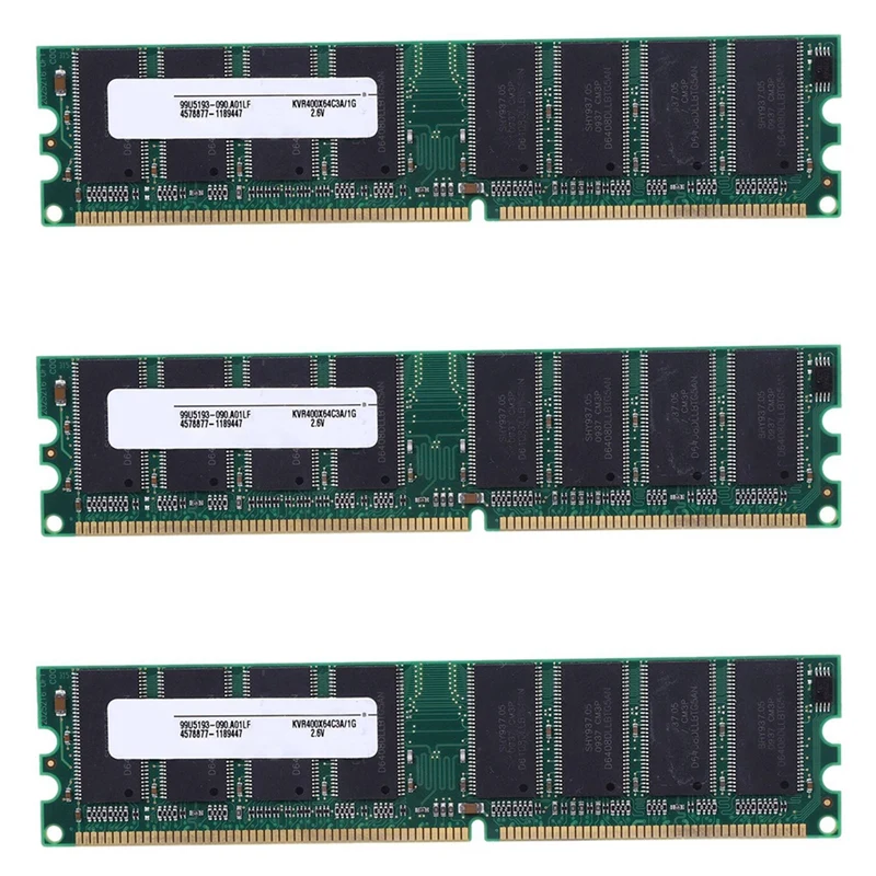 

3X 2.6V DDR 400Mhz 1GB Memory 184Pins PC3200 Desktop For RAM CPU GPU APU Non-ECC CL3 DIMM