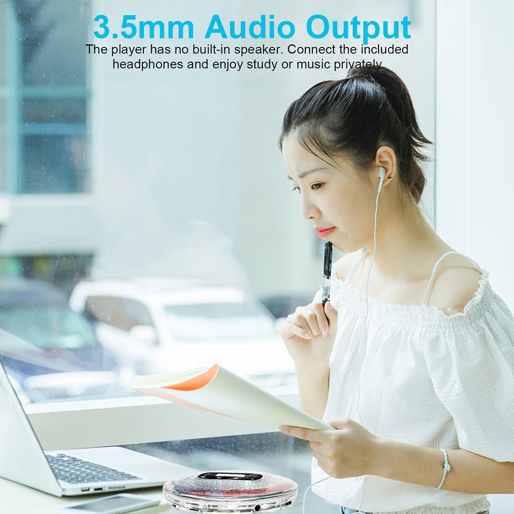디지털 디스플레이 개인 CD 플레이어, 충전식 음악 재생기, 지지대 TF 카드, 5 EQ 사운드 효과, 1000mAh 배터리