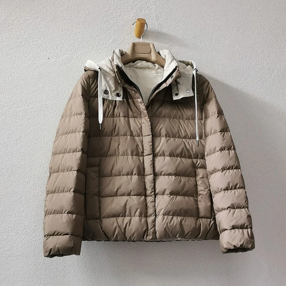 

2023 AW Women's High-quality Detachable Hooded Down Jacket White Goose Down Jacket Waterproof Windproof Matte Nylon Jacket