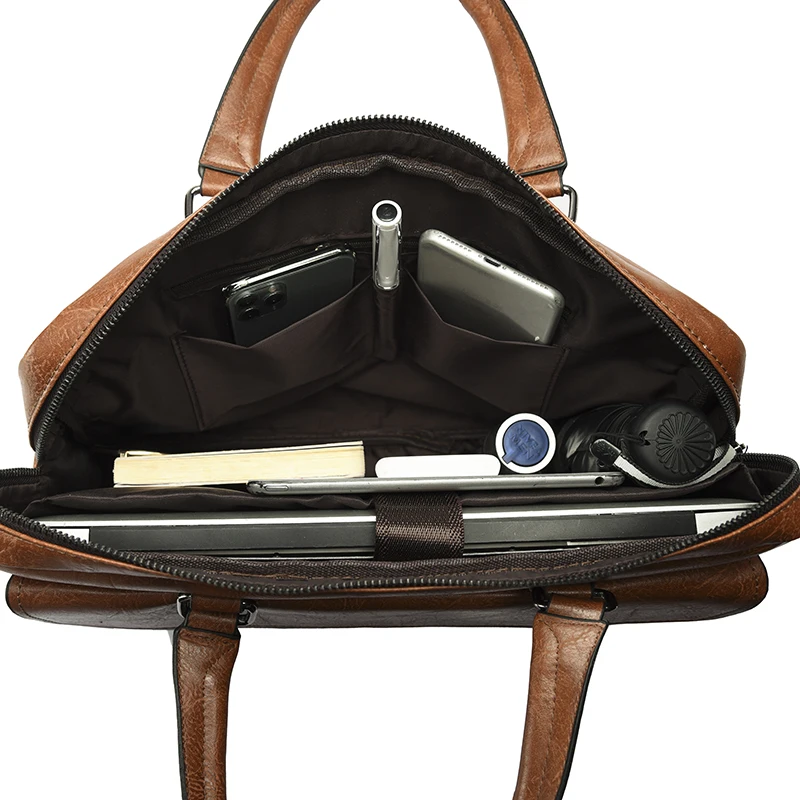 حقيبة يد جلدية فاخرة للرجال، حقيبة للكمبيوتر المحم...