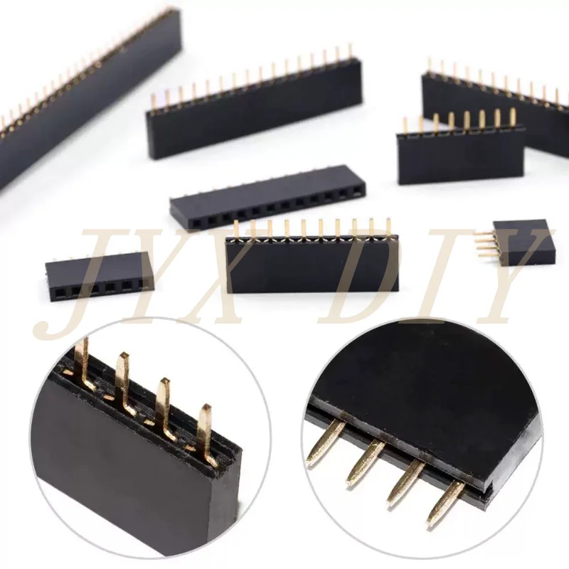 120Pcs 2.54mm 단일 행 암 헤더 소켓 커넥터 PCB 핀 헤더 소켓 모듬 키트 8 종류