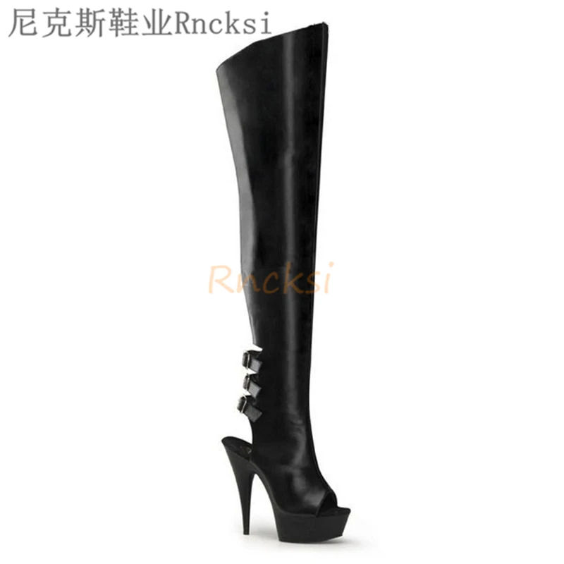 

Rncksi Большой размер 34-46 женские сексуальные ботфорты выше колена женские осенние модные тонкие высокие каблуки на платформе женская обувь