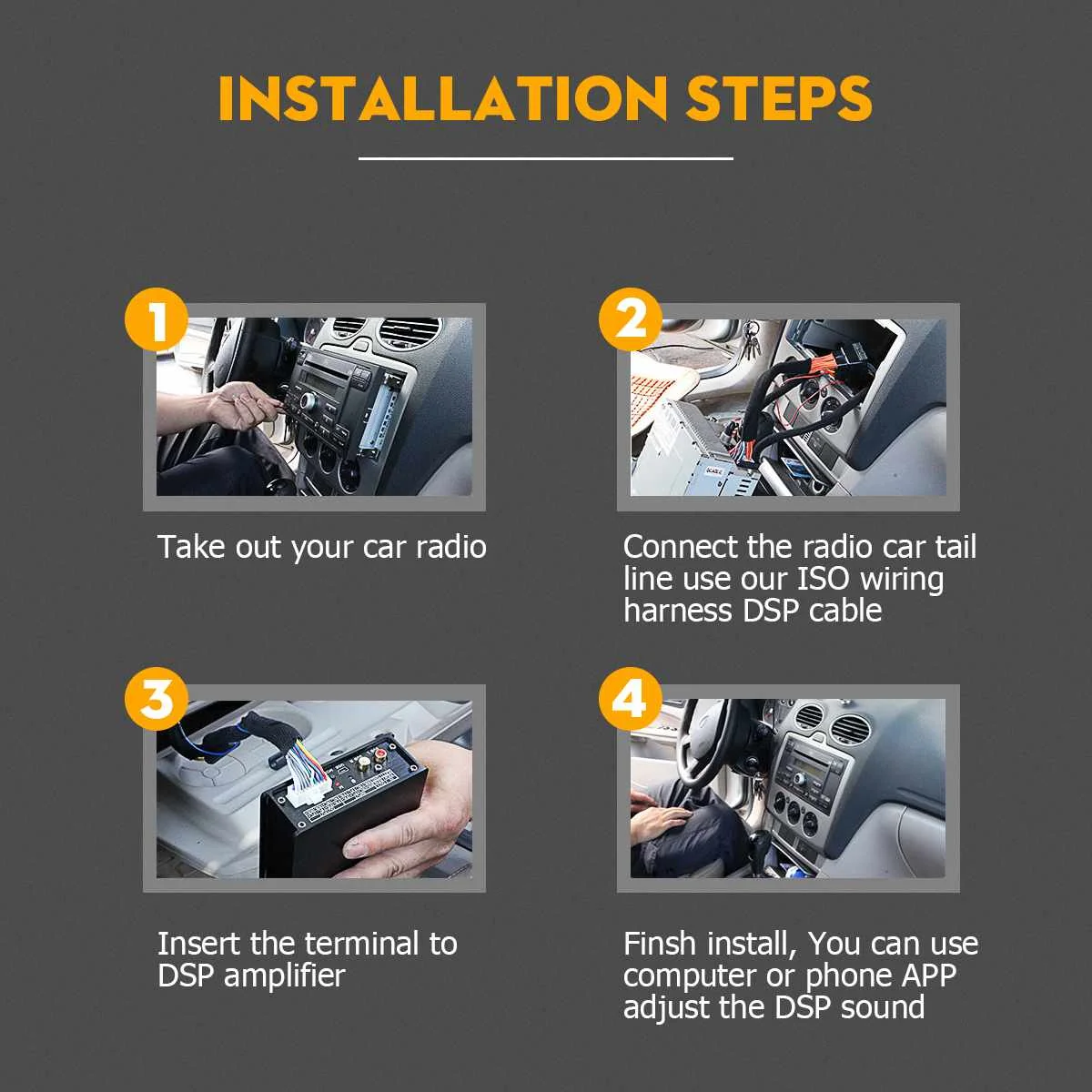 SK-990.4 12V Car Power Amplifier 4-Channel Class A/B Digital Stereo Surround Passive Subwoofer Audio Player For Cars Max 9900W