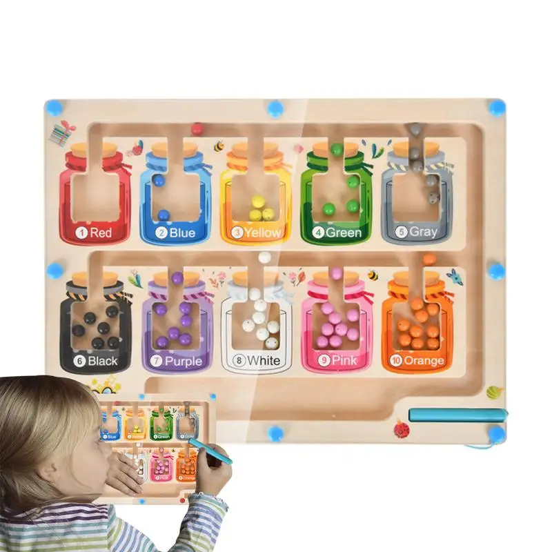 Magnetic Color and Number Maze Puzzle Board Game Color Matching Learning Counting Educational Toy Sorting Game For Toddler foldable magnetic tactic board soccer coaching coachs tactical board football game t raining tactics clipboard equipment