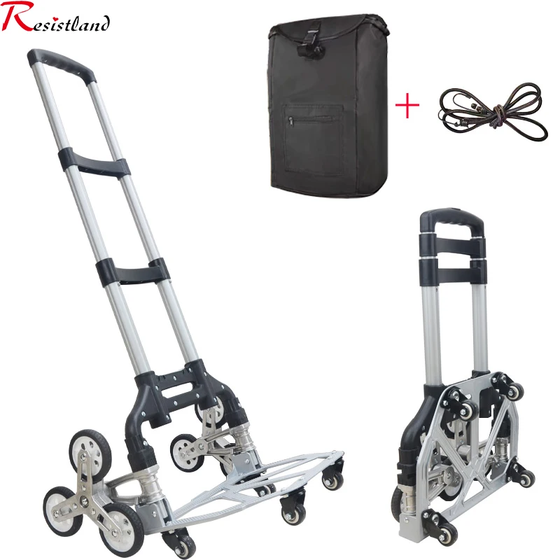 

75KG All Terrain Hand Truck with Bungee Cord Heavy Foldable Trolley for Upstairs Cargo Protable Home Travel Shopping Cart