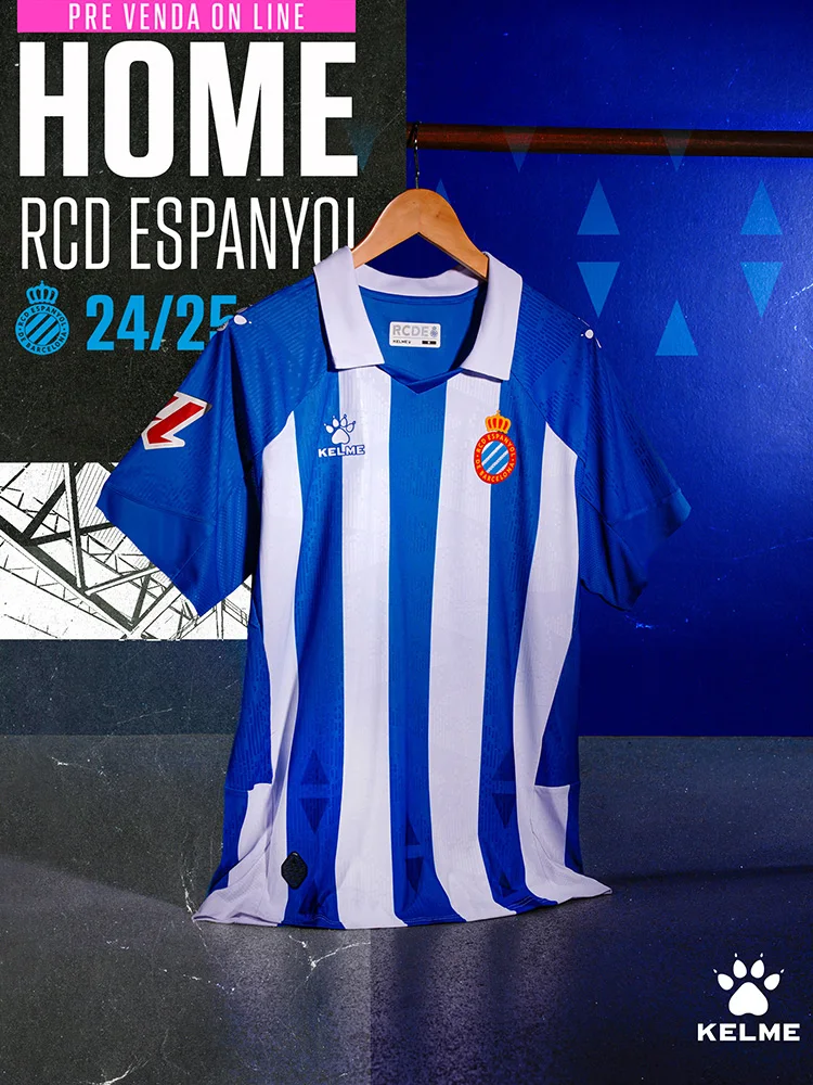 Kelme Soccer Jerseys 24/25 New Season Espanyol Club With The Same Home Player Version Of The Shirt No Sleeve