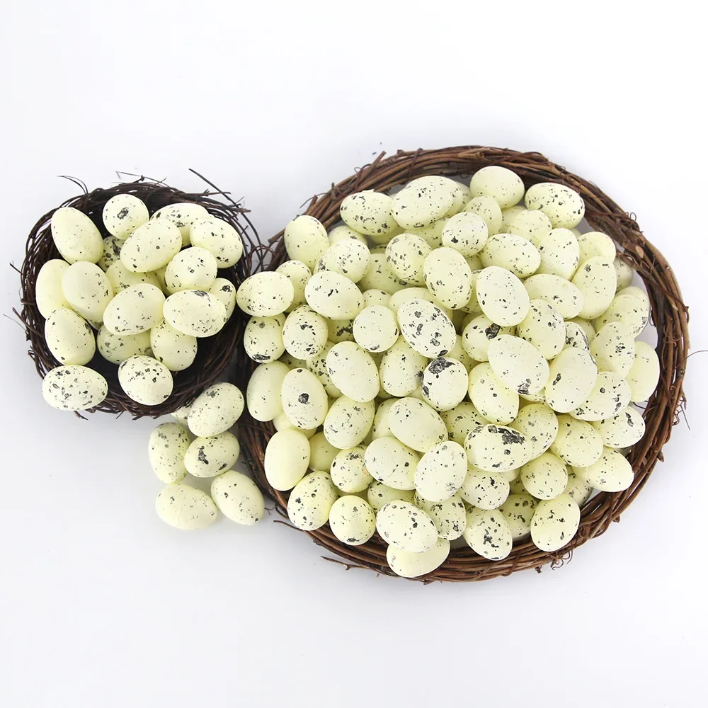 100PCS Colorful Foam Speck Artificial Eggs DIY Crafts Easter Party Wreath Ornaments Pigeon Bird Eggs Easter Decorations For Home