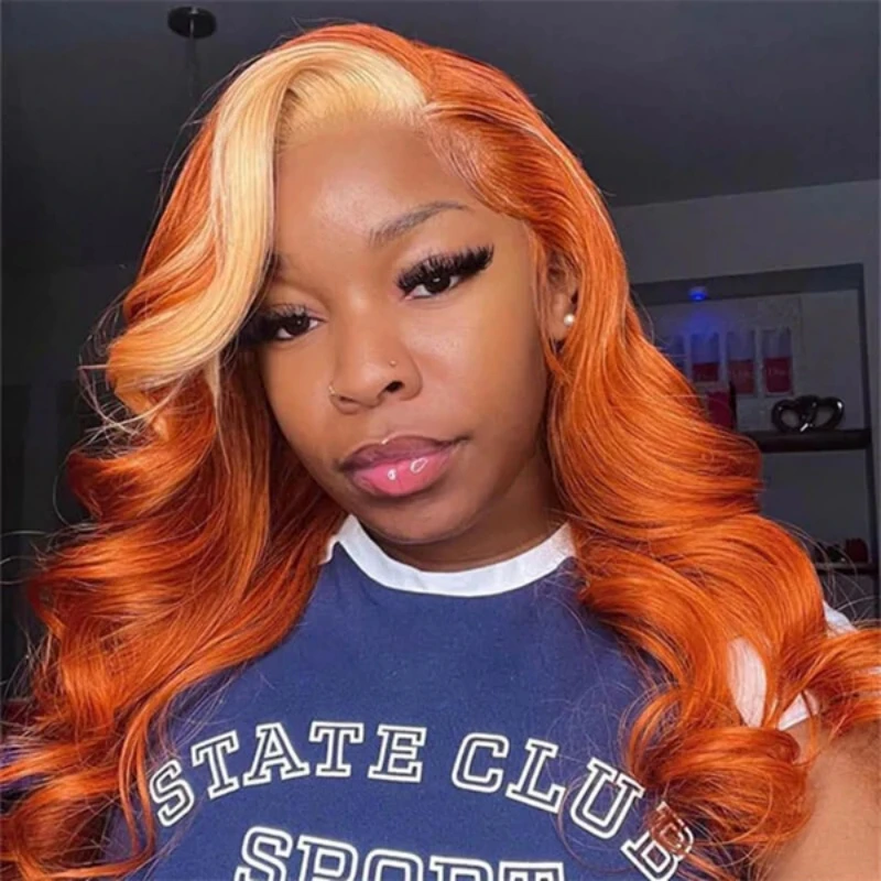 

13x4 Ginger Orange Body Wave Human Hair Lace Frontal Wig HD Transparent Lace Front Human Hair Wigs For Women 4x4 Closure Wig