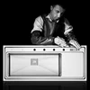 ASRAS Large Size Handmade Brushed Single Kitchen Sink 4mm Thickness 240mm Depth With Drain Plate Knife Holder Kitchen Sinks 3