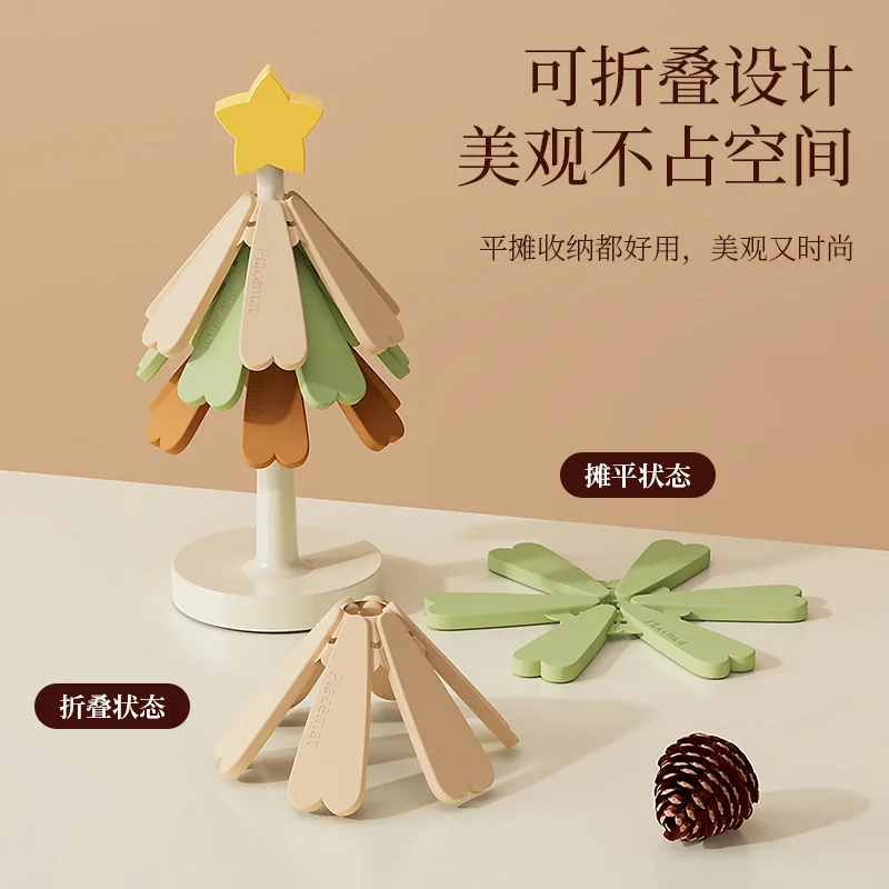 Tree Design Silicone Insulation Mat Anti Scalding Mat for Dining Table Pot Festival Gift Creative Home Decoration dining table mat