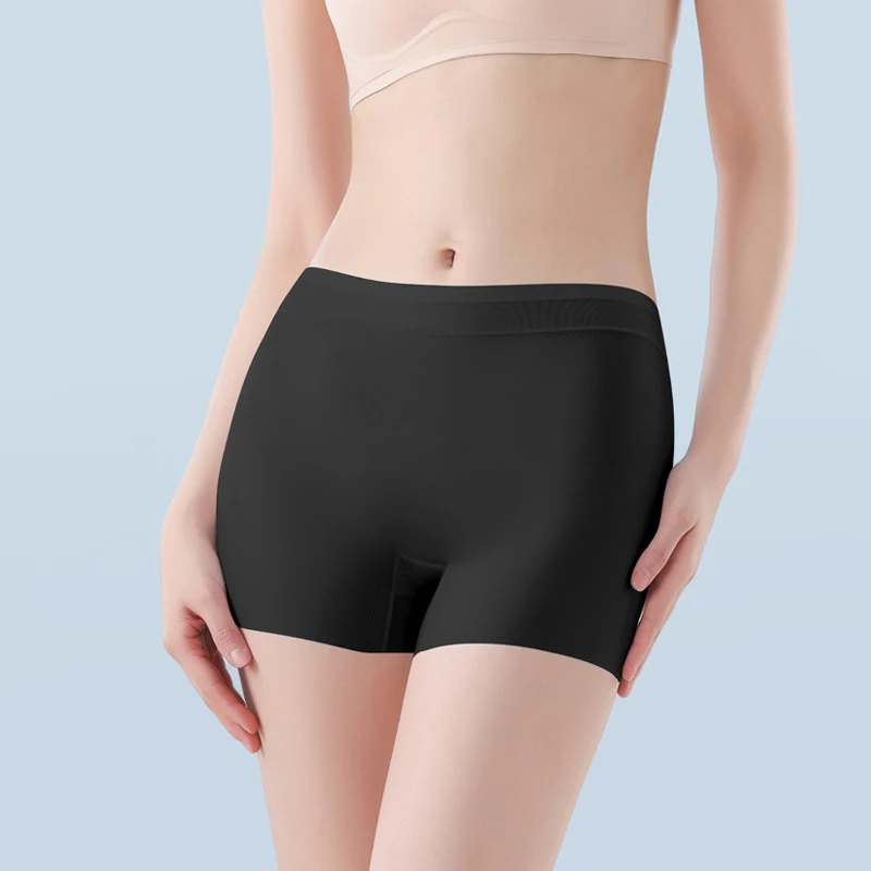 Women's Summer Panties Ice Silk Underwear Lingerie Large Size Thin Boyshorts Female Seamless Under The Skirt Safety Short Pants high waist panties seamless panties women shorts underwear