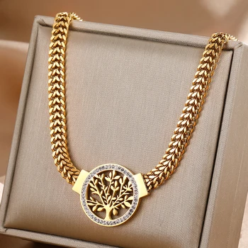 Tree Of Life Stainless Steel Gold Plated Necklace
