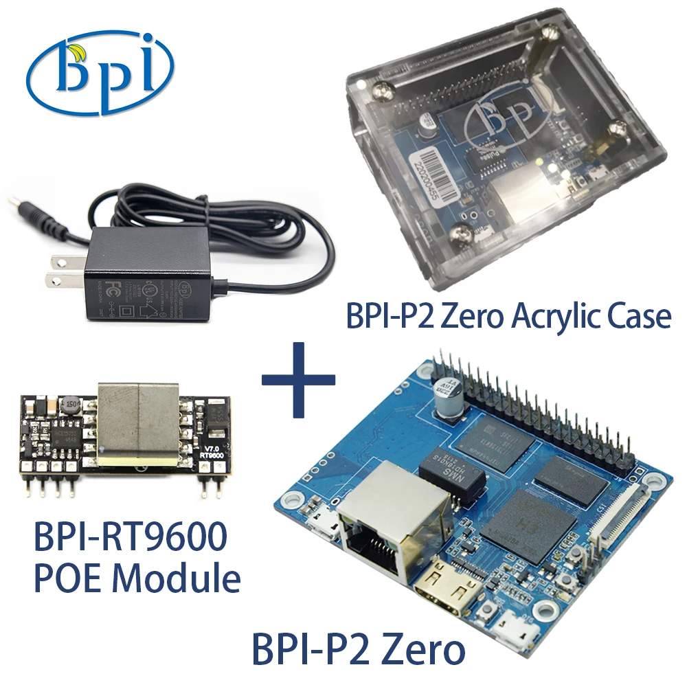 Banana Pi BPI P2 Zero With Case Power POE Allwinner H3 Quad core Cortex