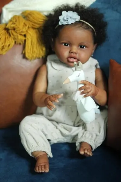 

FBBD Customized Limited Supply 24inch Reborn Baby Lottie With Hand-Rooted Hair Dark Skin Already Finished Doll Made By Shanshan