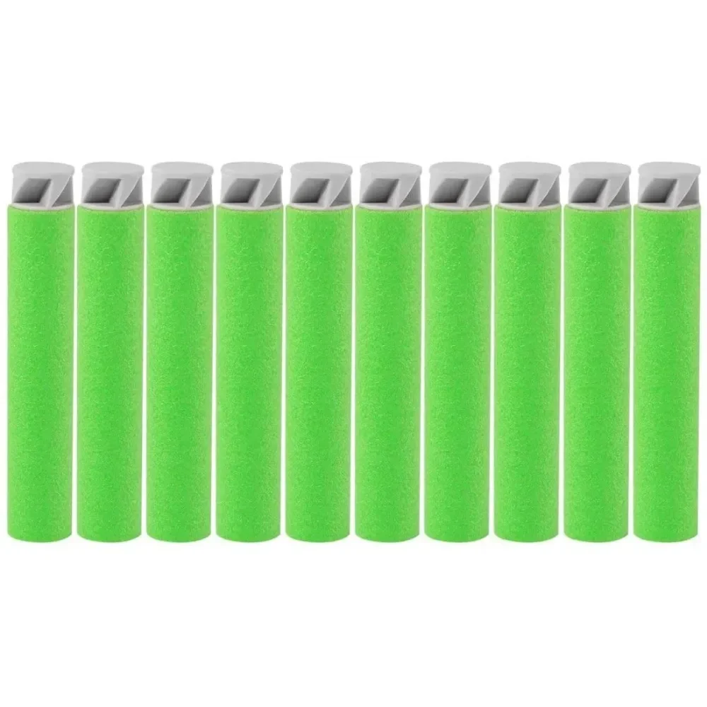 300pcs Grey Head Green Body Soft Bullet Flat Head Foam Bullets for Nerf N-strike Elite Series Parts for Toy Guns Paper Package