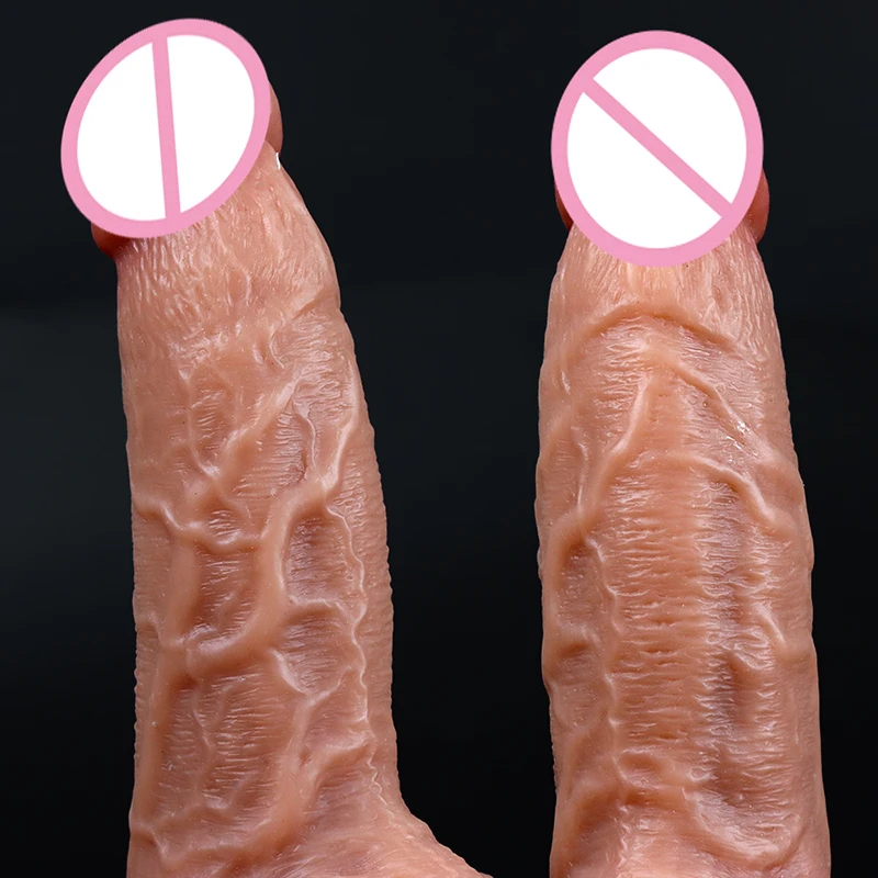 Soft silicone realistic penis dildo double suction cup thick skin feel anal sex toys men women gay strapon cock