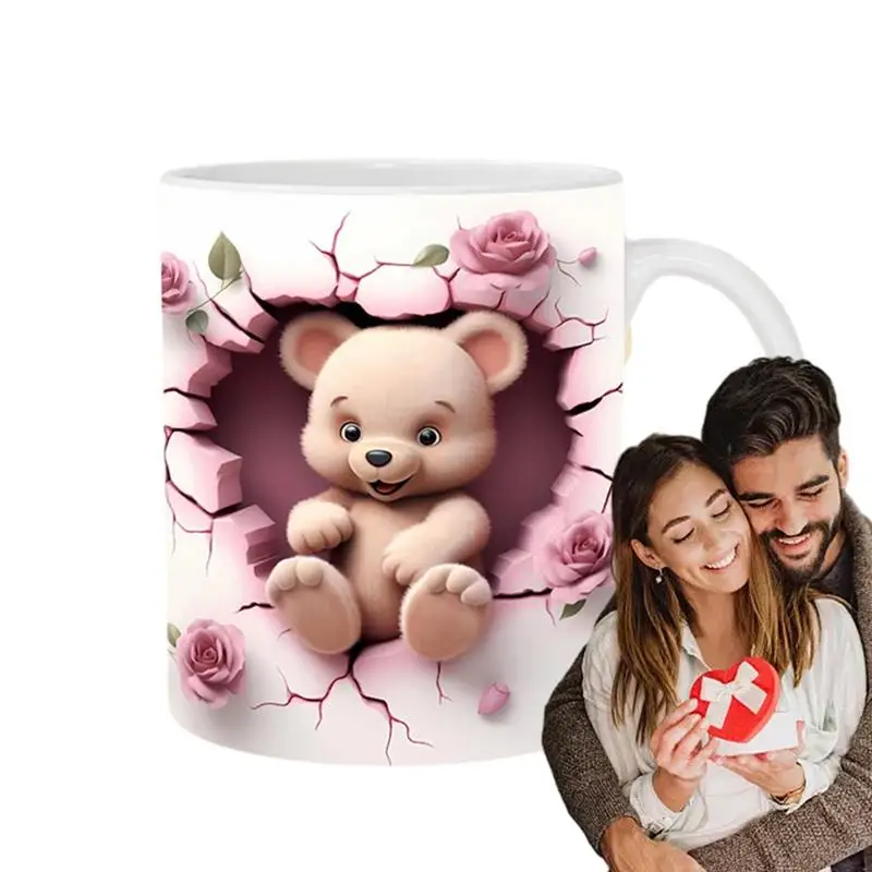 

3D Ceramic Coffee Mug 400ml Romantic Valentine Porcelain Cup Decorative Stoneware Drinkware Coffee Mugs For Latte Hot Coco