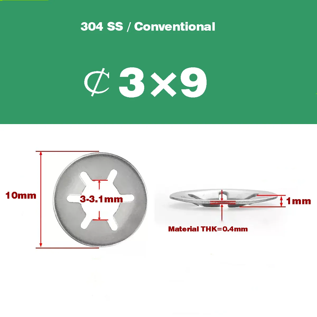 100pcs M3X9
