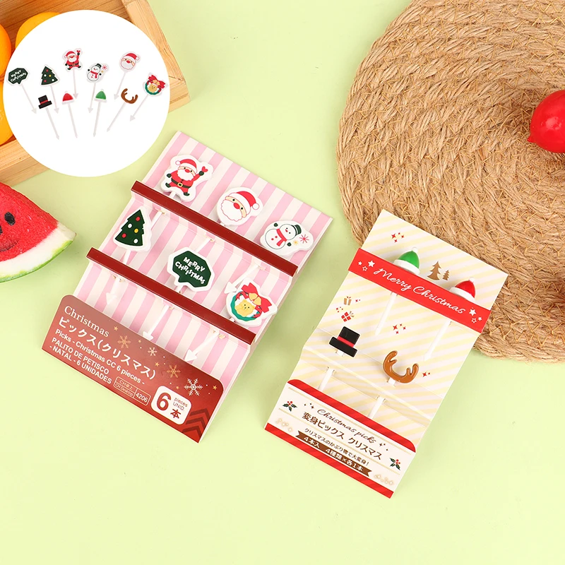 

1 SET Christmas Fruit Fork Creative Lunch Bento Accessories Festive Party Decoration Cute Fruit Fork Cupcake Insert Toothpicks