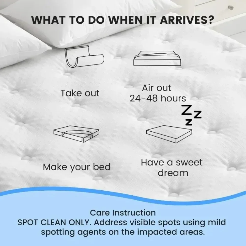 Reversible Queen Mattress Pad Memory Foam, Bamboo Viscose Egg Crate Mattress Topper Queen Size, Noiseless Waterproof Mattress 6