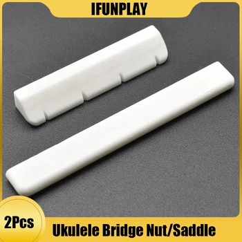 아이보리 버팔로 본 브리지 새들 너트 슬롯, 4 현 미니 기타 우쿨렐레 우케 기타 부품, 2 개 상품 이미지