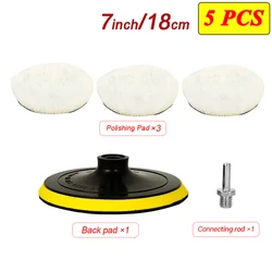Deluxe Car Polishing Kit - Multi - Size Pads & Wool Wheel for Auto Detailing & Waxing (7inch Set A)