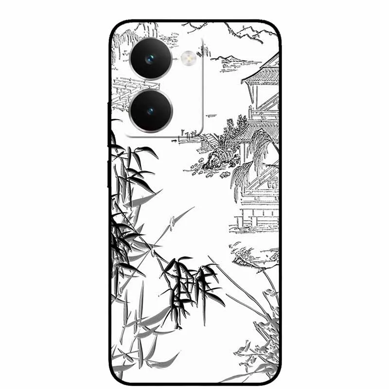Vintage 3D Embossed Silicone Back Cover – Black Retro Design
