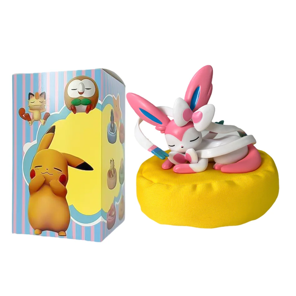 Anime Poké Mon Blind Box Eevee Family Sleeping Series Figurines - Adorable Collectible Toys Gift Set