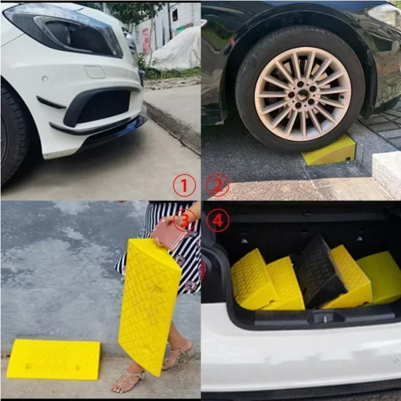 22cm High Car Access Ramp Triangle Pad Speed Reducer Durable Threshold For Automobile Motorcycle Heavy Wheelchair Rubber Wheel