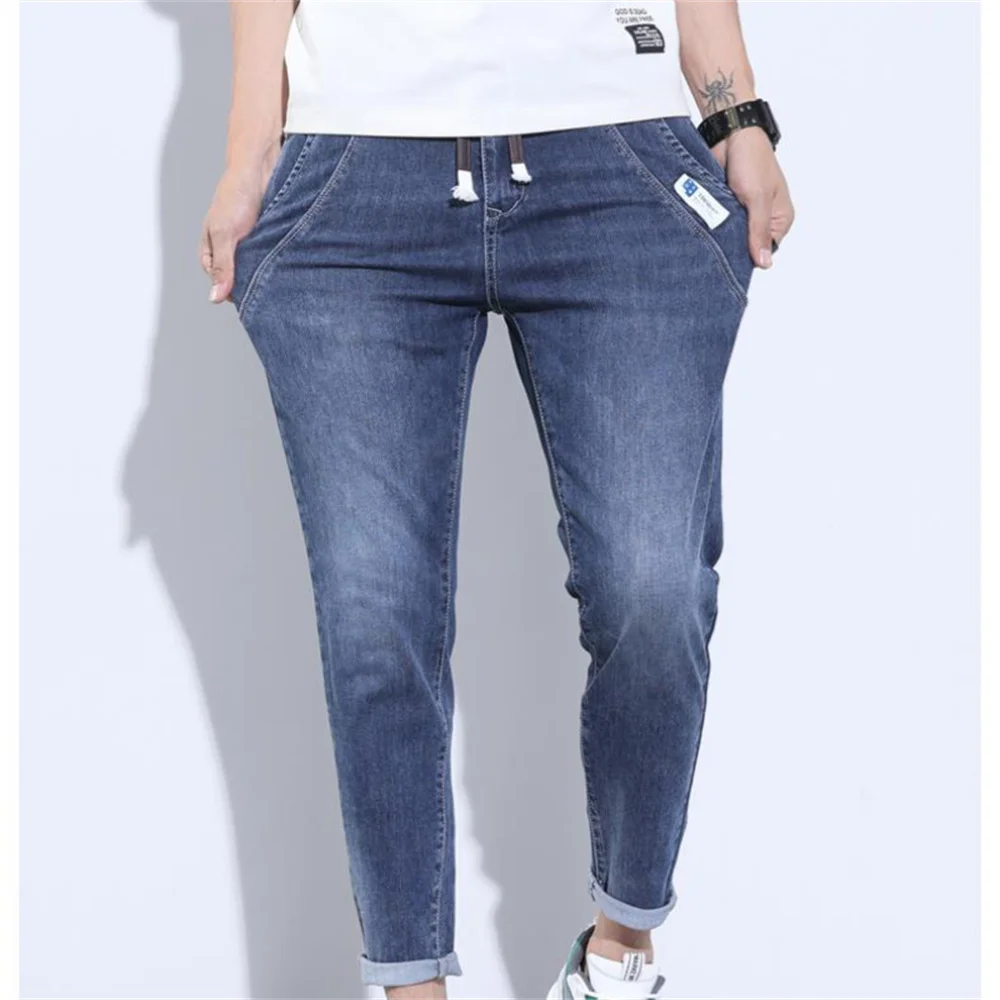 Spring Summer Black Blue Cargo Jeans Men Streetwear Denim Jogger Pants Men Baggy Harem Jean Trousers Harem Jean Trousers