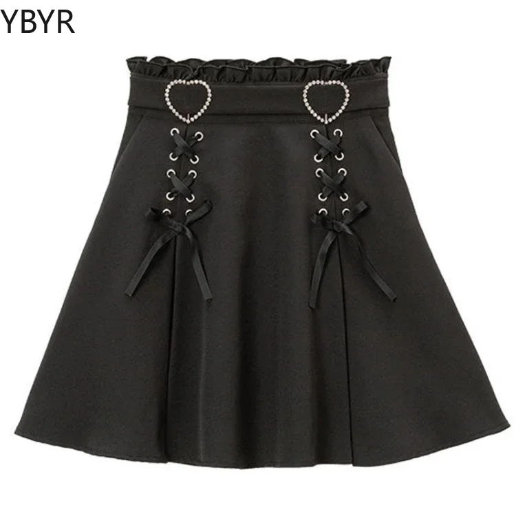 

Юбка женская оверсайз в стиле Харадзюку, юбка с завышенной талией в стиле гранж, эстетичная с рюшами, на шнуровке, на лето