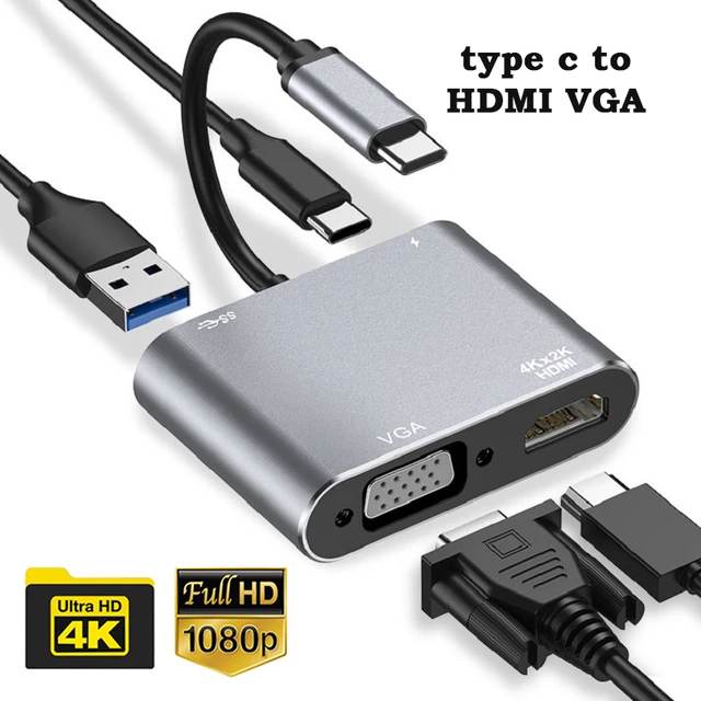 USB C to HDMI Multiport Adapter, Type-C Hub Thunderbolt 3 to HDMI 4K Output  USB 3.0 Port and USB-C Charging Port, Digital AV Adapter for MacBook