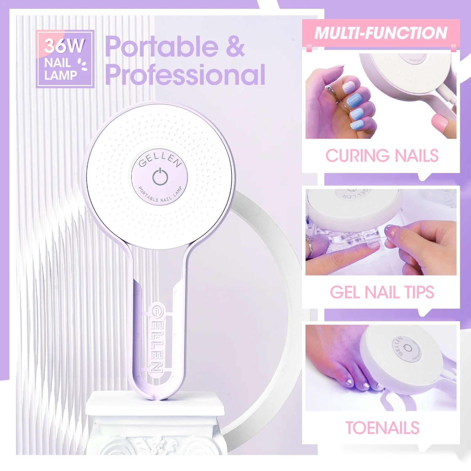 Gel Nail Polish Kit with 6 Colors and Portable UV Lamp