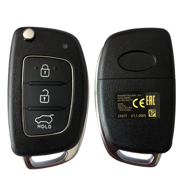 รีโมทคอนโทรลกุญแจรถอัจฉริยะ CN020116 M0000 95430-M0000มีรีโมทสำหรับ Hyundai creta 2016กุญแจพับได้มี80BIT 4D60 433MZ 5