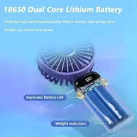 3000mAh Handheld Mini Fan Foldable Portable Neck Hanging Fans 5 Speed USB Rechargeable Fan with Phone Stand and Display Screen 4