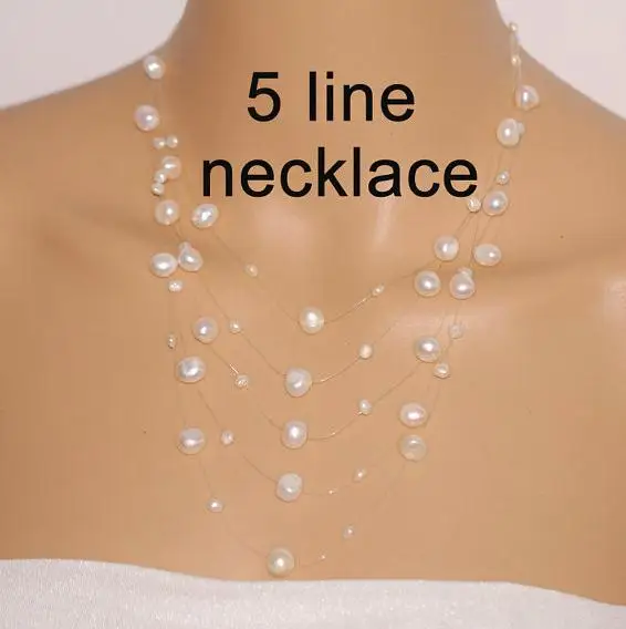 

Ожерелье из жемчуга АА уникального дизайна, ювелирное изделие из пресноводного жемчуга 5 нитей 16-18 дюймов 3-9 мм, для подружки невесты, свадебный подарок для женщин