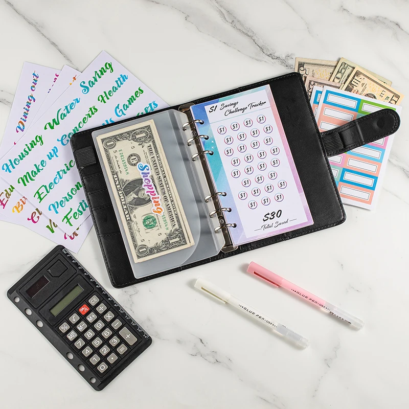 Envelope Savings Challenge A6 Loose-Leaf Binder Budget Binder Cash Envelopes Money Organizer System