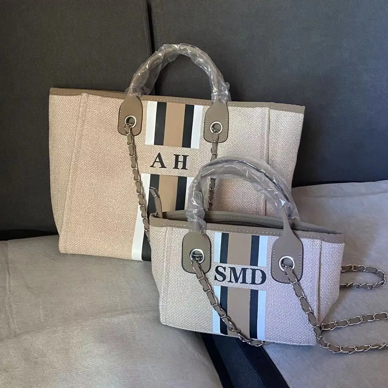 Personalized Monogram Tote Bag Customised Chain Handbag