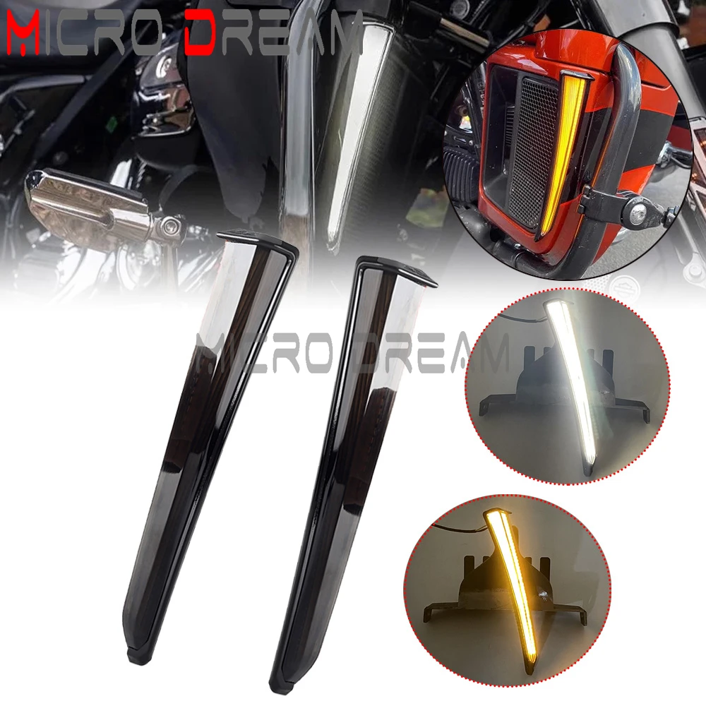 

Smoke Lenses LED Turn Signal Lower Fairing Lights Running Light For Harley Touring Road Street Glide Electra Glide FLHR 2014-up