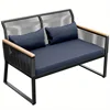 Patio Loveseat Wicker Outdoor Furniture All Weather Rattan Conversation Loveseat 1