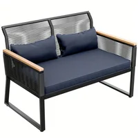Patio Loveseat Wicker Outdoor Furniture All Weather Rattan Conversation Loveseat 1
