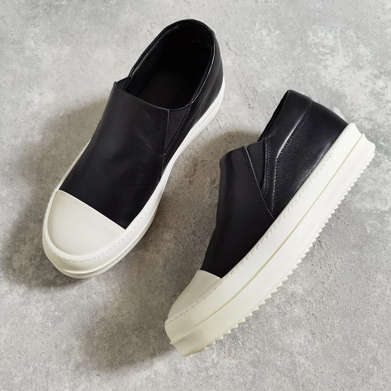 Fashion Male Sneakers High Street Men's Casual Shoes Comfortable Black Solid Couple Shoes Slip-on Women's Sneakers