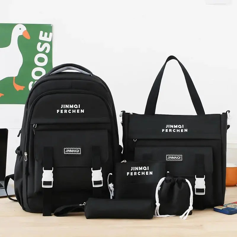 High Quality School Bags For Primary Middle School Students 5pcs/Set Double Shoulder Backpacks Lightweight Waterproof